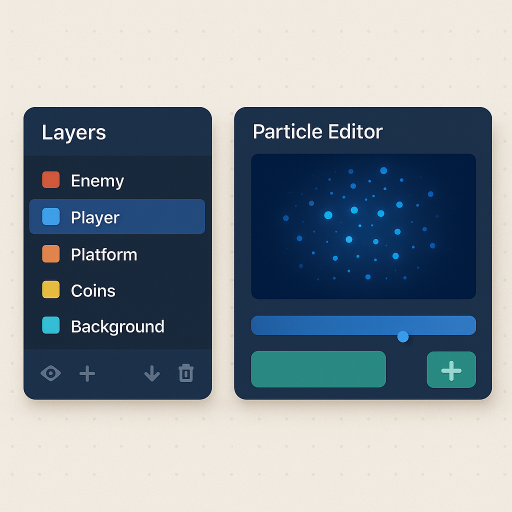Feature preview: modular editor with layers and mini HUD badges