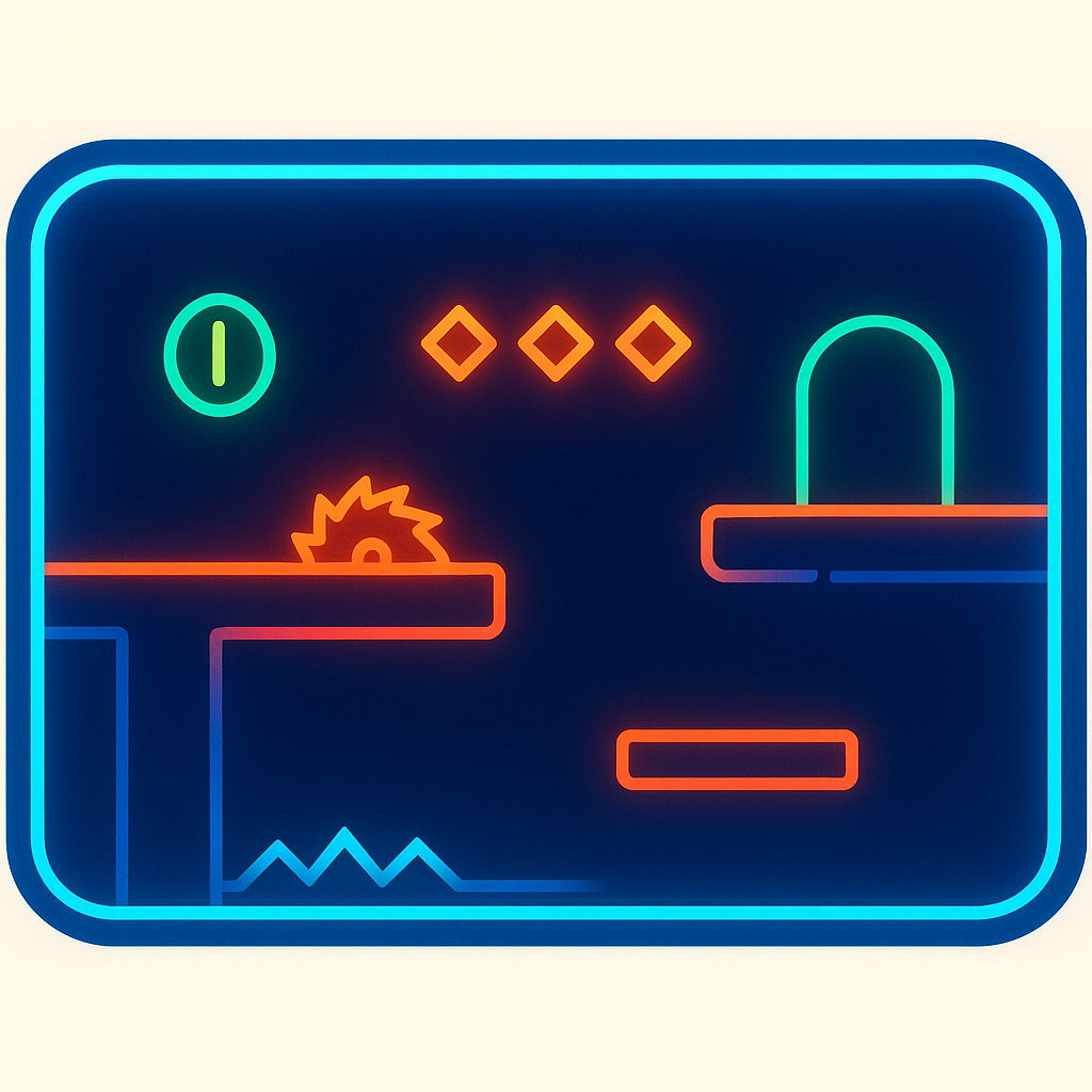 Gallery shot: stylized level thumbnail with neon overlays